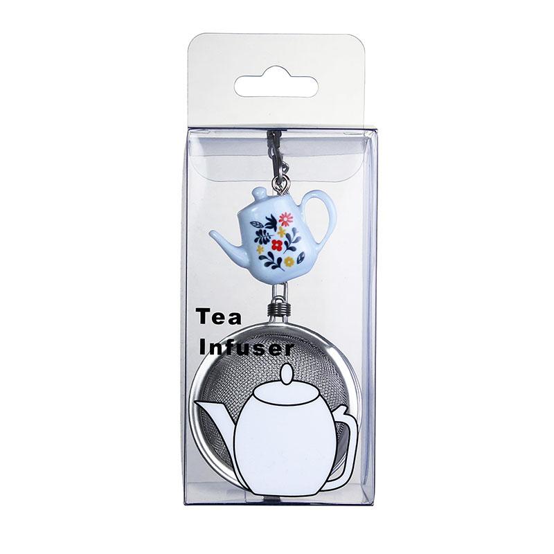 Prodyne Decorated White Teapots/Teacups Stainless Steel Tea Infusers - Prodyne
