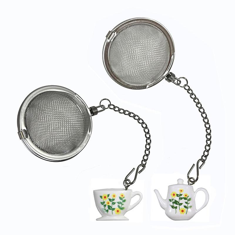 prodyne Decorated White Teapots/Teacups Stainless Steel Tea Infusers - Prodyne