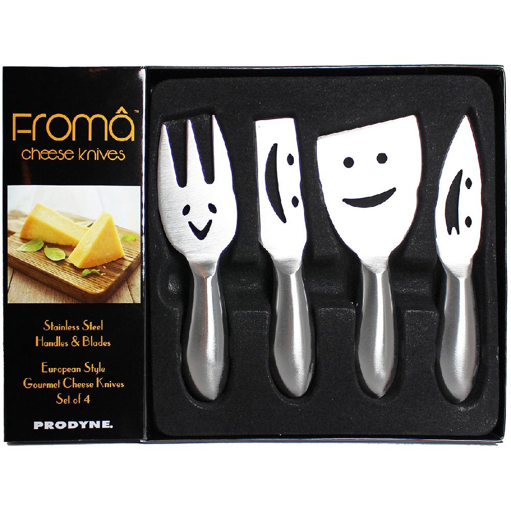 prodyne Fromâ™ Stainless Steel Cheese Knives – Happy Faces Set of 4 - Prodyne