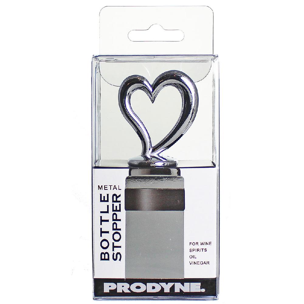 prodyne Heart Polished Chrome Metal Bottle Stopper - Prodyne