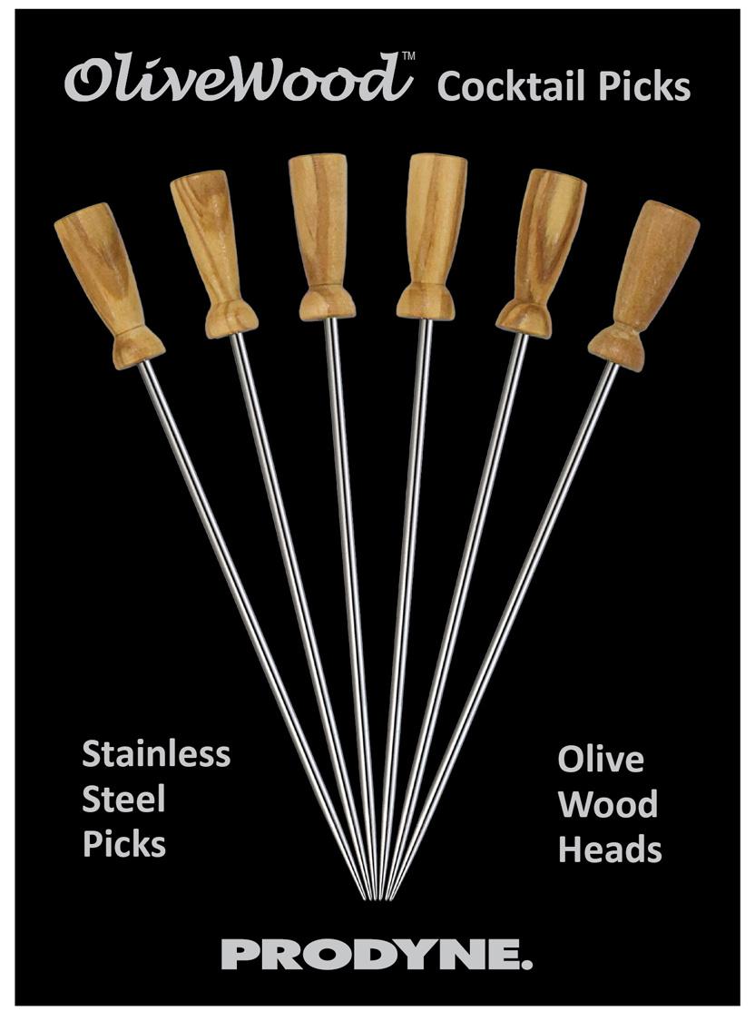 Prodyne Olivewood Stainless Steel Cocktail Picks Set Of 6 - Prodyne
