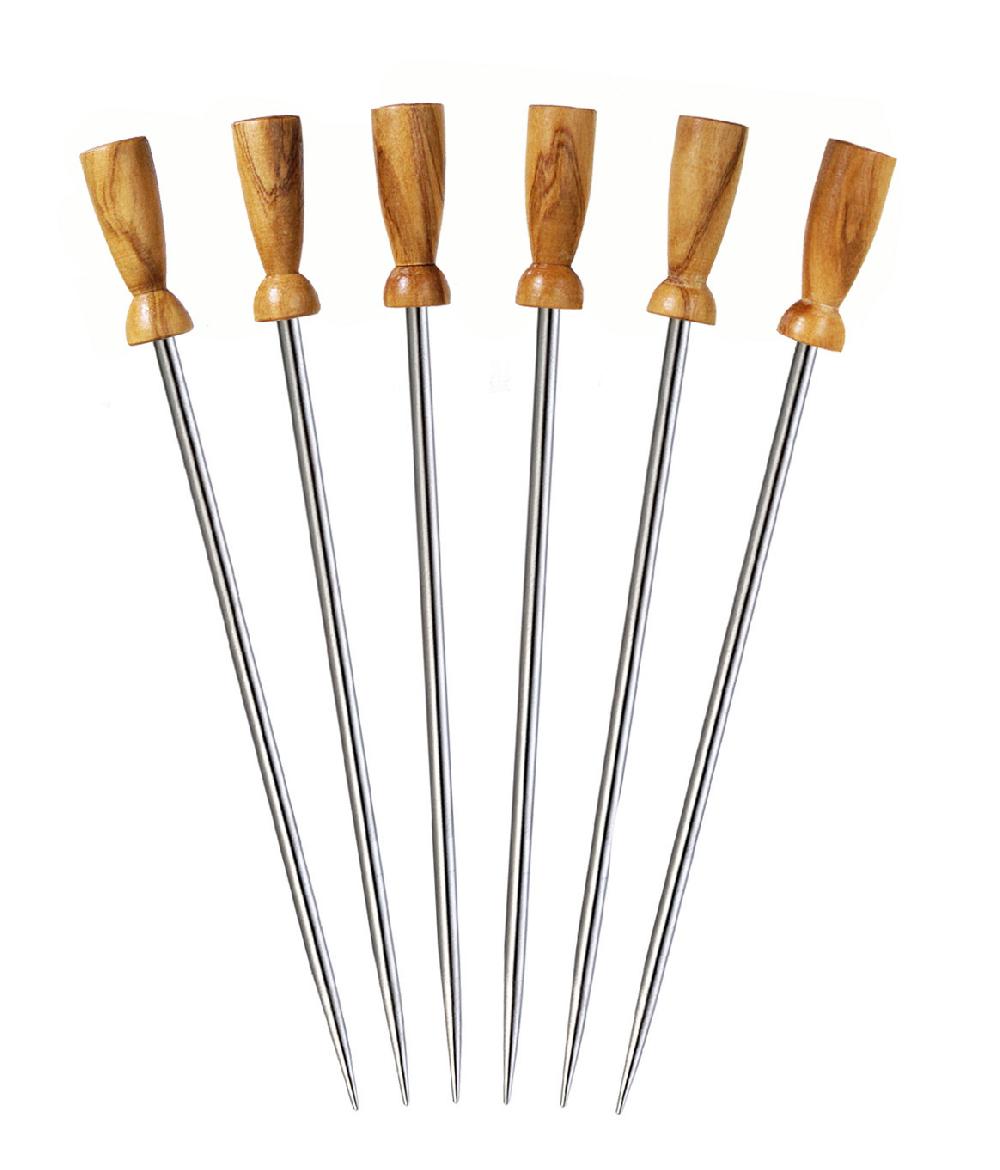 prodyne Olivewood Stainless Steel Cocktail picks set of 6 - Prodyne