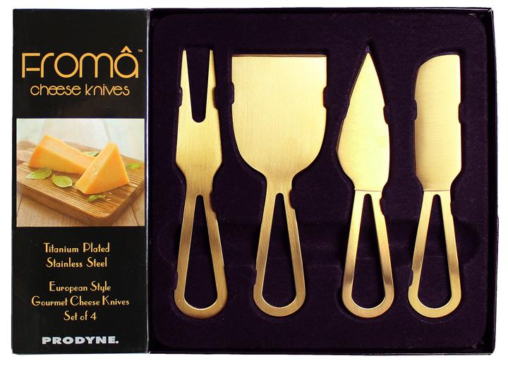 Prodyne Titanium Plated Stainless Steel Cheese Knifes Set Of 4 - Prodyne