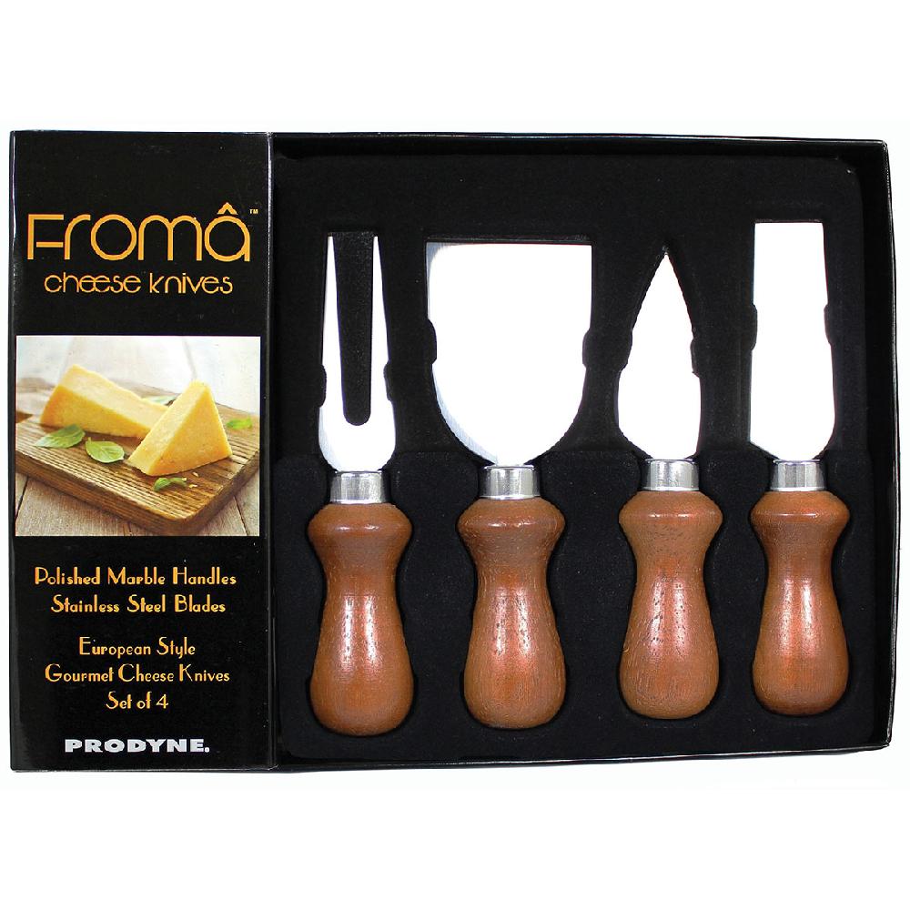 Prodyne Wood Stained Polished Handles Fromâ™ Cheese Knives And Tools Set Of 4 - Prodyne