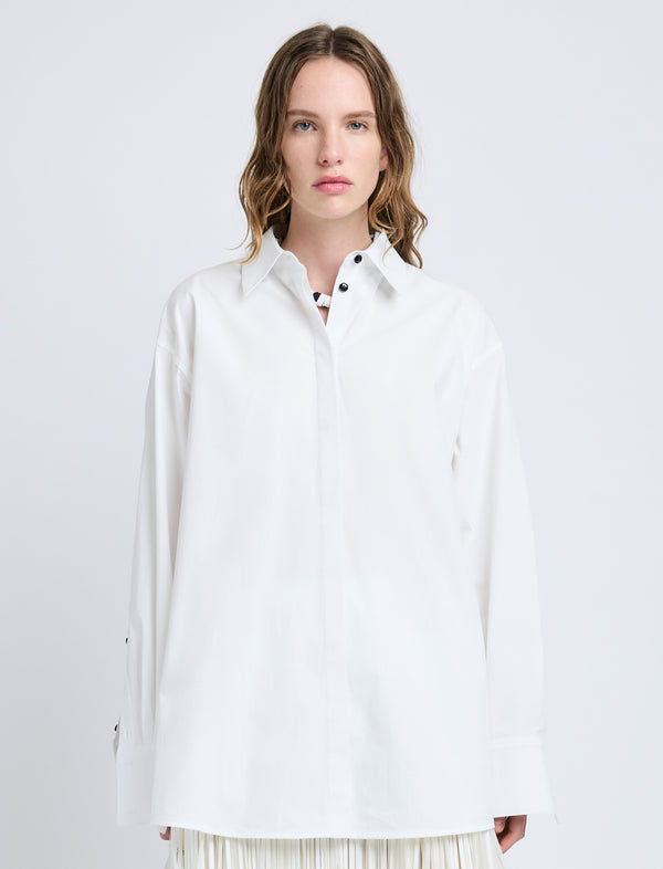 proenza schouler Proenza Schouler Addy Shirt in Compact Cotton Poplin - White