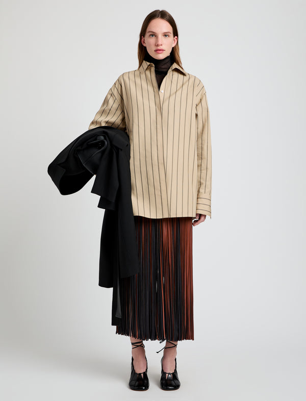 Proenza Schouler Proenza Schouler Addy Top In Stripe Cotton Silk Poplin - Taupe Multi