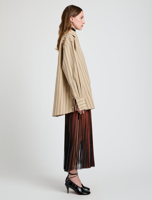 Proenza Schouler Proenza Schouler Addy Top In Stripe Cotton Silk Poplin - Taupe Multi