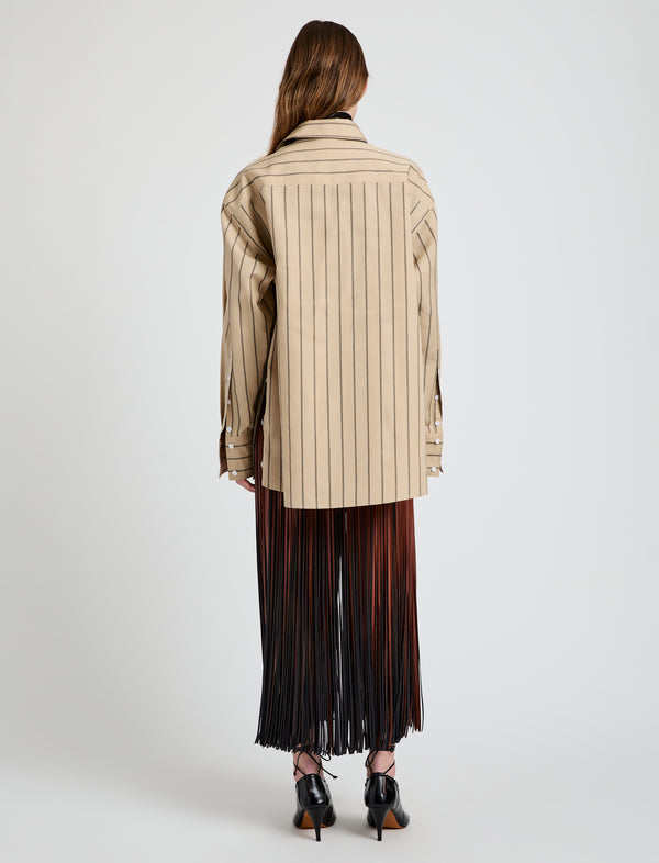 Proenza Schouler Proenza Schouler Addy Top In Stripe Cotton Silk Poplin - Taupe Multi
