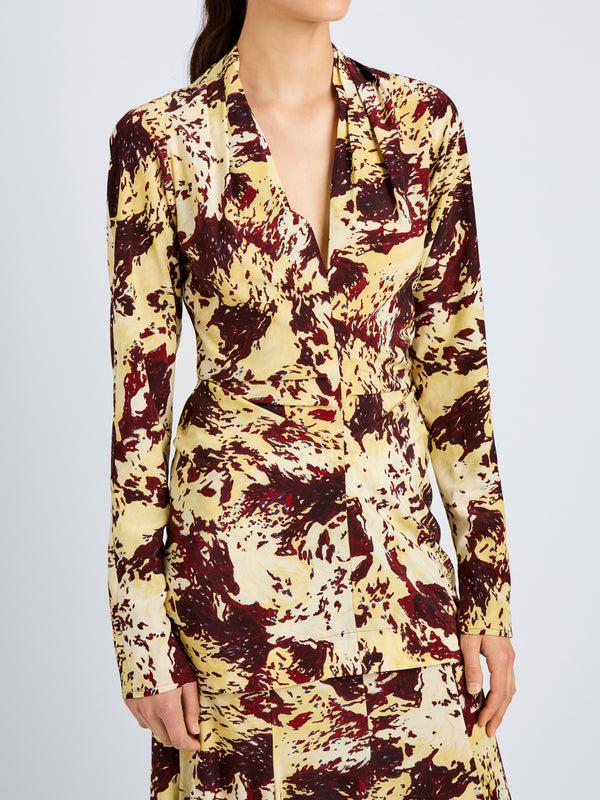 Proenza Schouler Proenza Schouler Adela Top In Printed Silk Viscose - Rust Multi