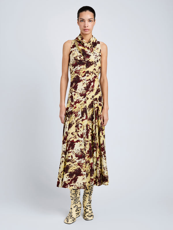proenza schouler Proenza Schouler Adelide Dress in Printed Silk Viscose - Rust Multi