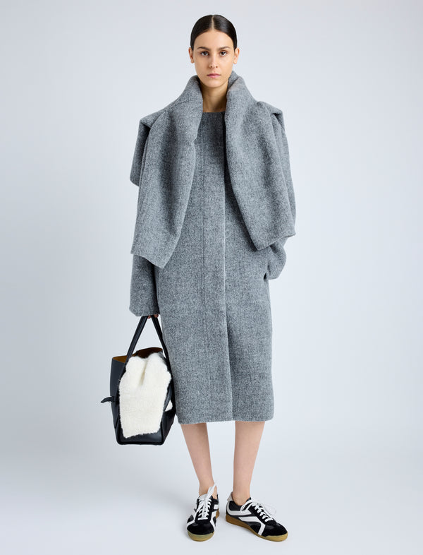 proenza schouler Proenza Schouler Albers Coat in Textured Double Face Wool - Dark Grey Multi