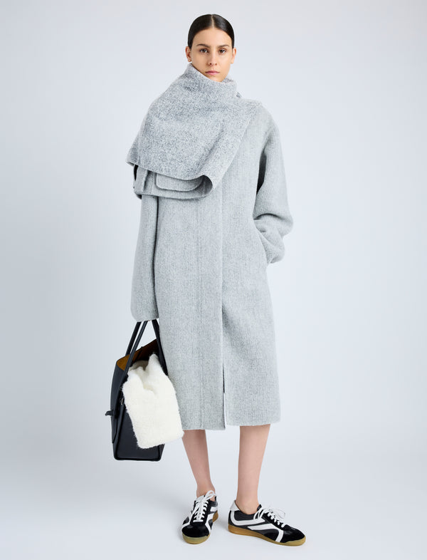 proenza schouler Proenza Schouler Albers Coat in Textured Double Face Wool - Light Grey Multi