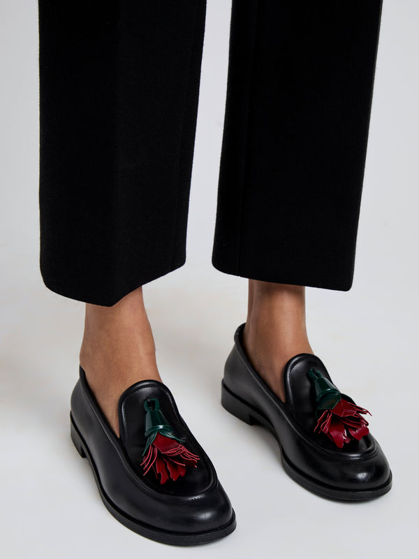 Proenza Schouler Proenza Schouler Albers Loafers In Box Calf - Black / Red