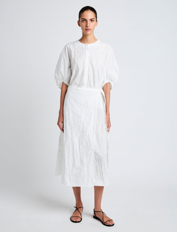 proenza schouler Proenza Schouler Alicia Dress in Crinkled Cotton Gabardine - White