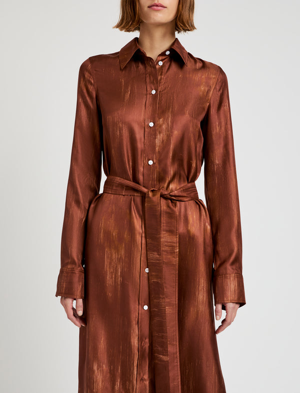 Proenza Schouler Proenza Schouler Amaya Dress In Double Printed Silk Twill - Sienna Multi