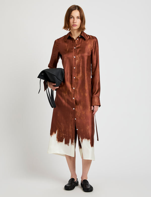 proenza schouler Proenza Schouler Amaya Dress in Double Printed Silk Twill - Sienna Multi