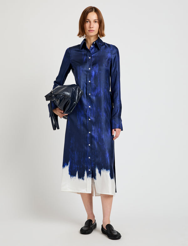 proenza schouler Proenza Schouler Amaya Dress in Double Printed Silk Twill - Cobalt Multi