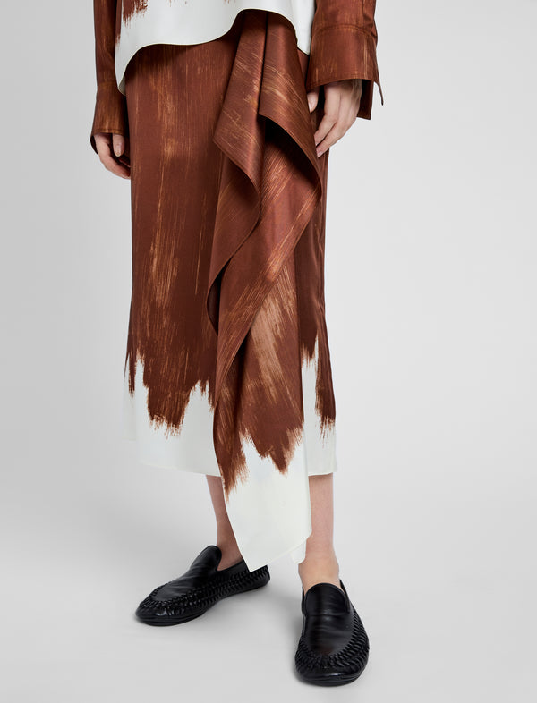 Proenza Schouler Proenza Schouler Amery Skirt In Double Printed Silk Twill - Sienna Multi