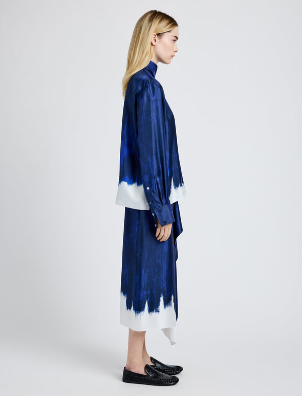 Proenza Schouler Proenza Schouler Amery Skirt In Double Printed Silk Twill - Cobalt Multi