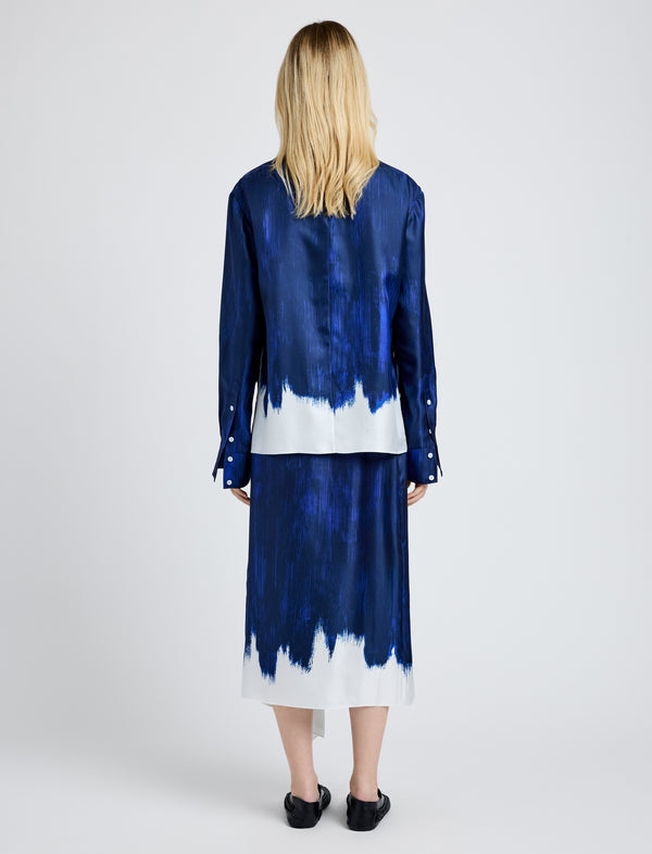 Proenza Schouler Proenza Schouler Amery Skirt In Double Printed Silk Twill - Cobalt Multi