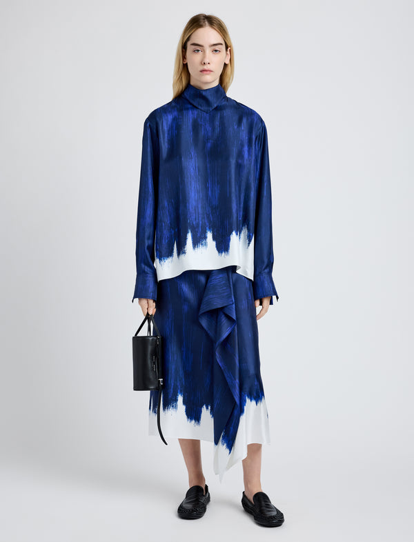 proenza schouler Proenza Schouler Amery Skirt in Double Printed Silk Twill - Cobalt Multi