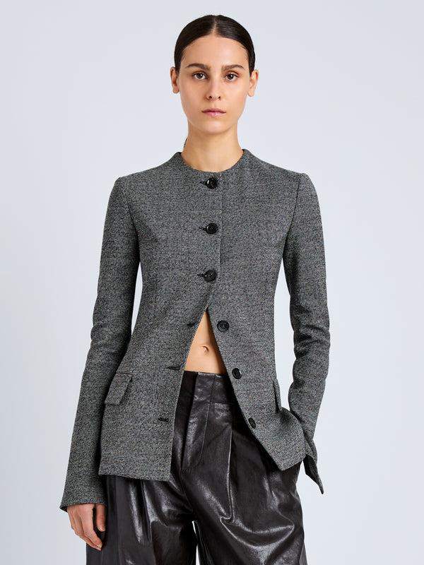 proenza schouler Proenza Schouler Annemarie Jacket in Melange Suiting - Dark Grey Melange