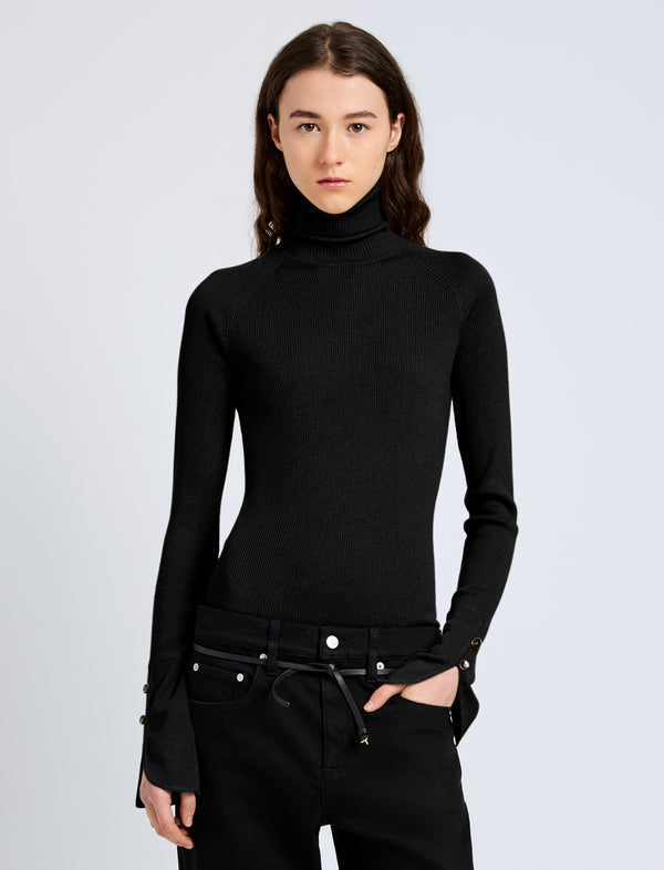 proenza schouler Proenza Schouler Belle Top in Silk Cashmere - Black