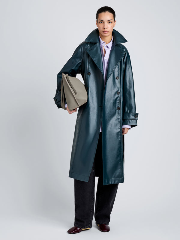 Proenza Schouler Proenza Schouler Benedetta Trench Coat In Coated Cotton - Bottle Green