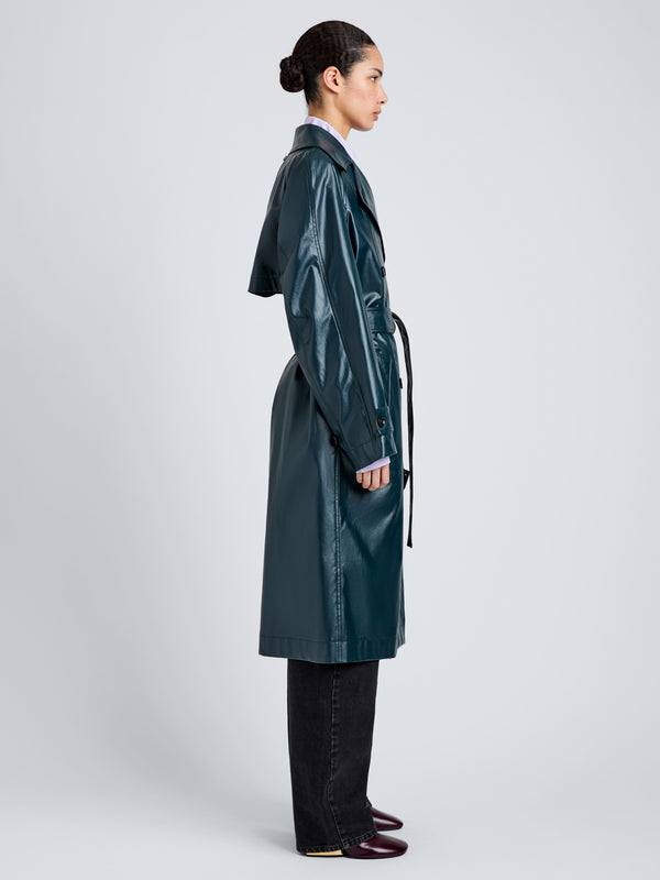 Proenza Schouler Proenza Schouler Benedetta Trench Coat In Coated Cotton - Bottle Green