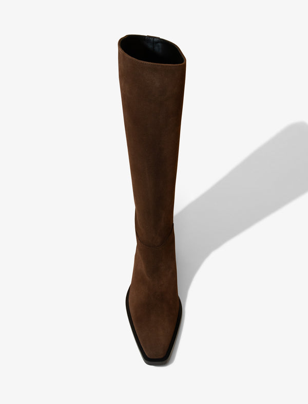 Proenza Schouler Proenza Schouler Bronco Knee High Boots In Suede - Chocolate