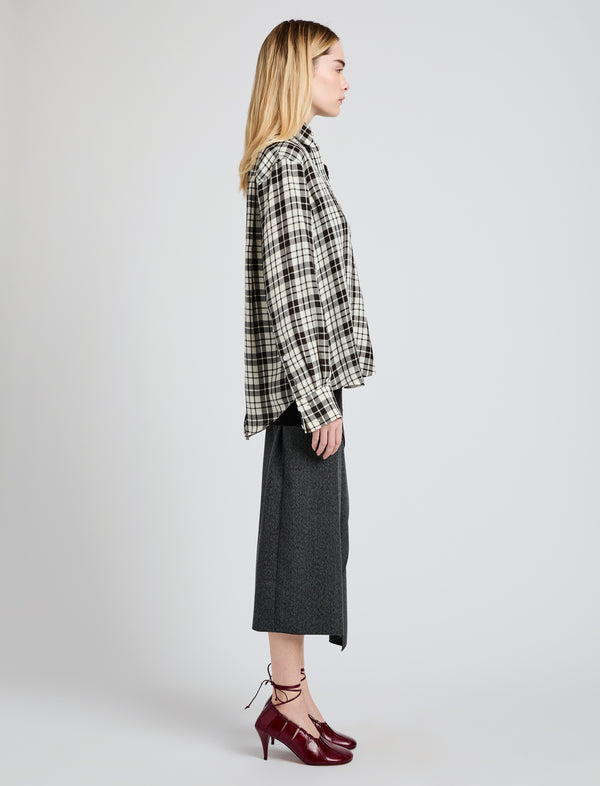 Proenza Schouler Proenza Schouler Bronwen Top In Crinkled Plaid - Bark Multi