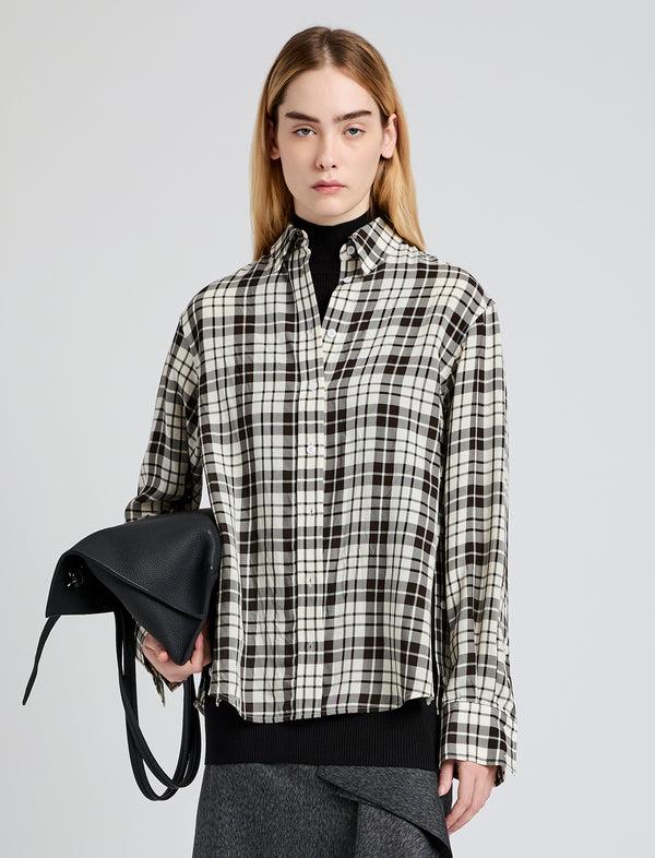 proenza schouler Proenza Schouler Bronwen Top in Crinkled Plaid - Bark Multi