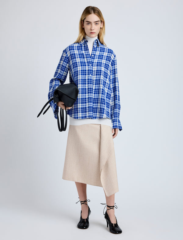 Proenza Schouler Proenza Schouler Bronwen Top In Crinkled Plaid - Cobalt Multi