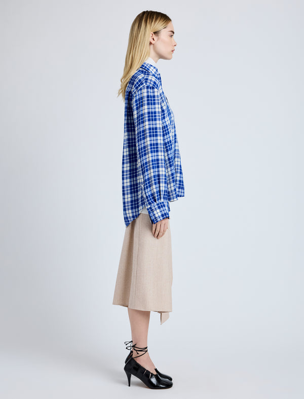 Proenza Schouler Proenza Schouler Bronwen Top In Crinkled Plaid - Cobalt Multi