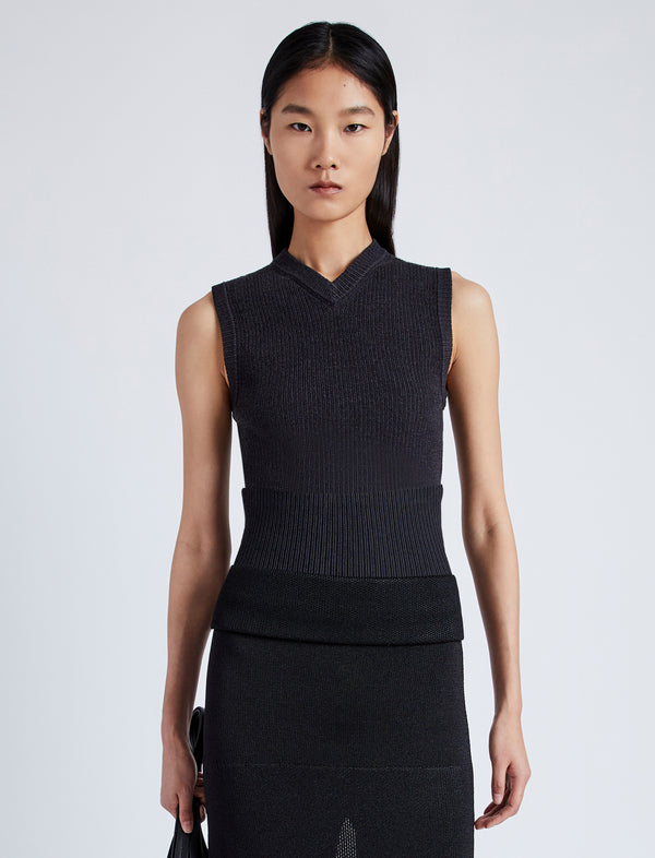 Proenza Schouler Proenza Schouler Cruz Vest In Midweight Viscose Rib - Charcoal
