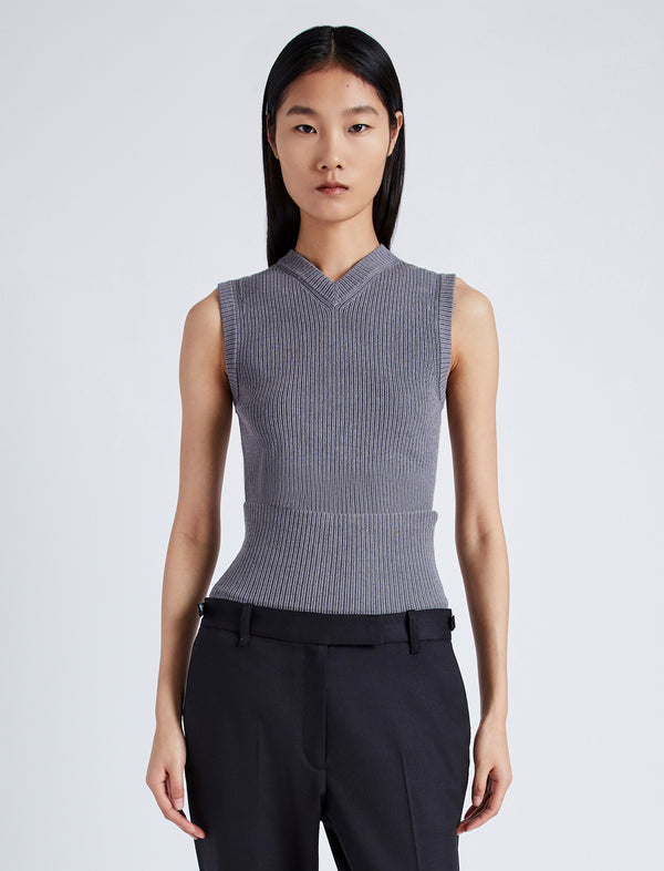 proenza schouler Proenza Schouler Cruz Vest in Midweight Viscose Rib - Grey