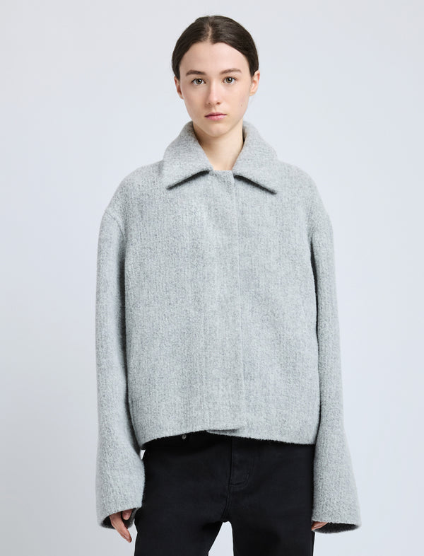 proenza schouler Proenza Schouler Darcy Jacket in Brushed Wool Cashmere - Light Grey Melange