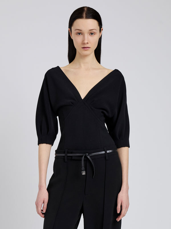 proenza schouler Proenza Schouler Darena Top in Compact Stretch Crepe - Black