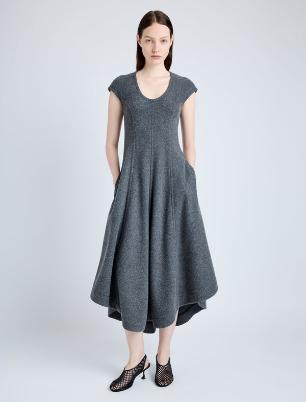 proenza schouler Proenza Schouler Delilah Dress in Wool Jersey - Dark Grey Melange