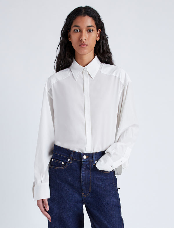 proenza schouler Proenza Schouler Demi Blouse in Stretch Silk Viscose - Bone