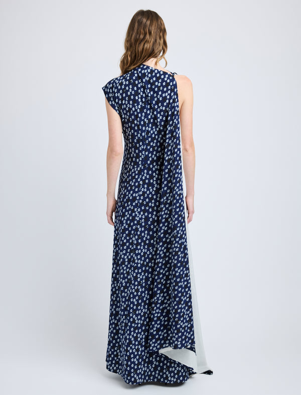 Proenza Schouler Proenza Schouler Devyn Dress In Printed Silk Viscose - Navy Multi