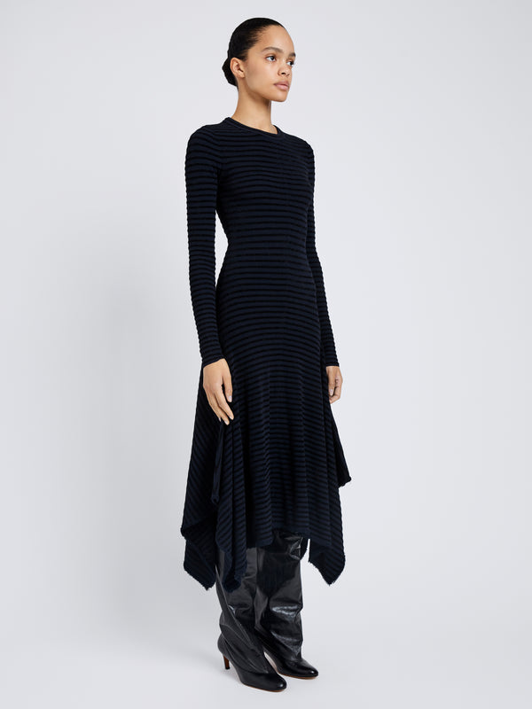Proenza Schouler Proenza Schouler Didi Dress In Matte Viscose Velvet Stripe - Navy/Black