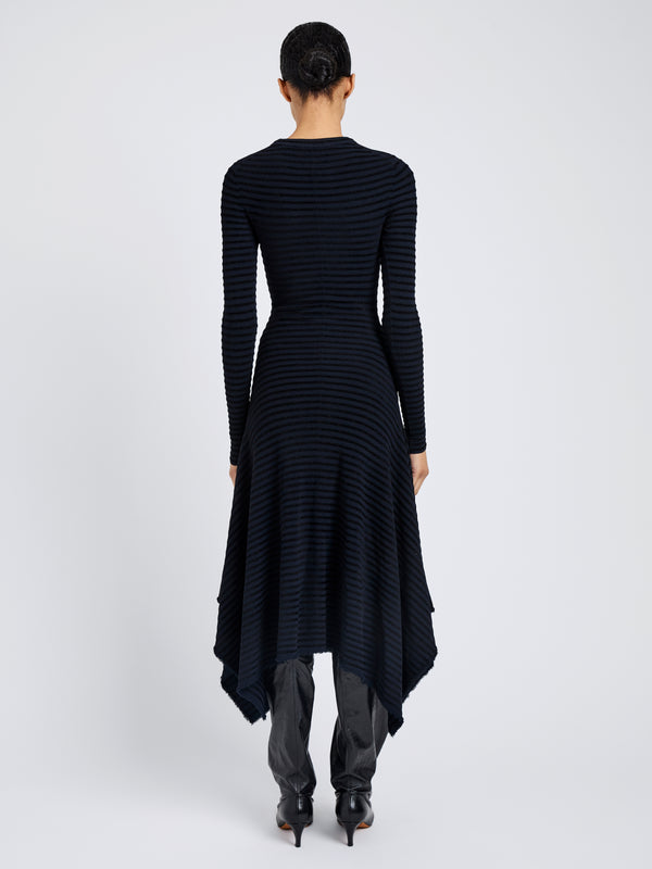 Proenza Schouler Proenza Schouler Didi Dress In Matte Viscose Velvet Stripe - Navy/Black