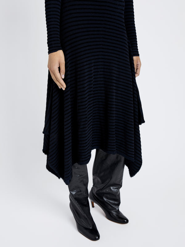 Proenza Schouler Proenza Schouler Didi Dress In Matte Viscose Velvet Stripe - Navy/Black