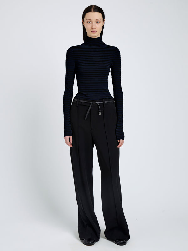 Proenza Schouler Proenza Schouler Didi Top In Matte Viscose Velvet Stripe - Navy/Black