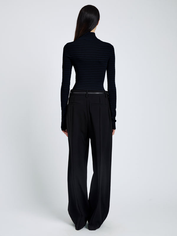 Proenza Schouler Proenza Schouler Didi Top In Matte Viscose Velvet Stripe - Navy/Black
