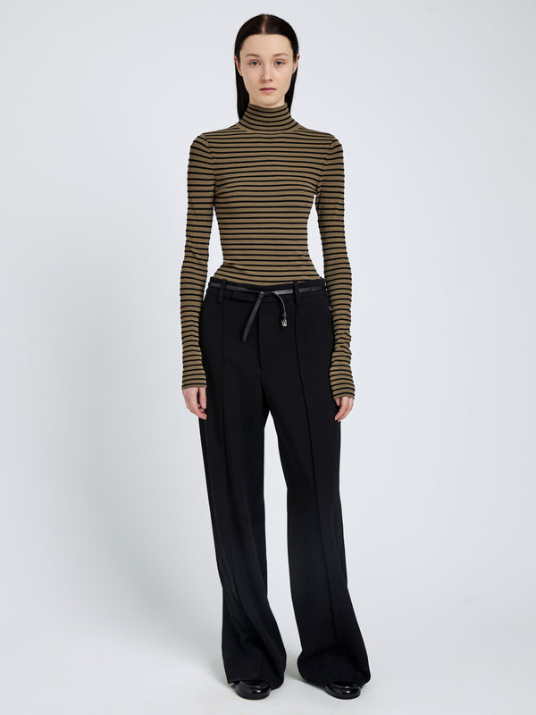 Proenza Schouler Proenza Schouler Didi Top In Matte Viscose Velvet Stripe - Khaki/Black