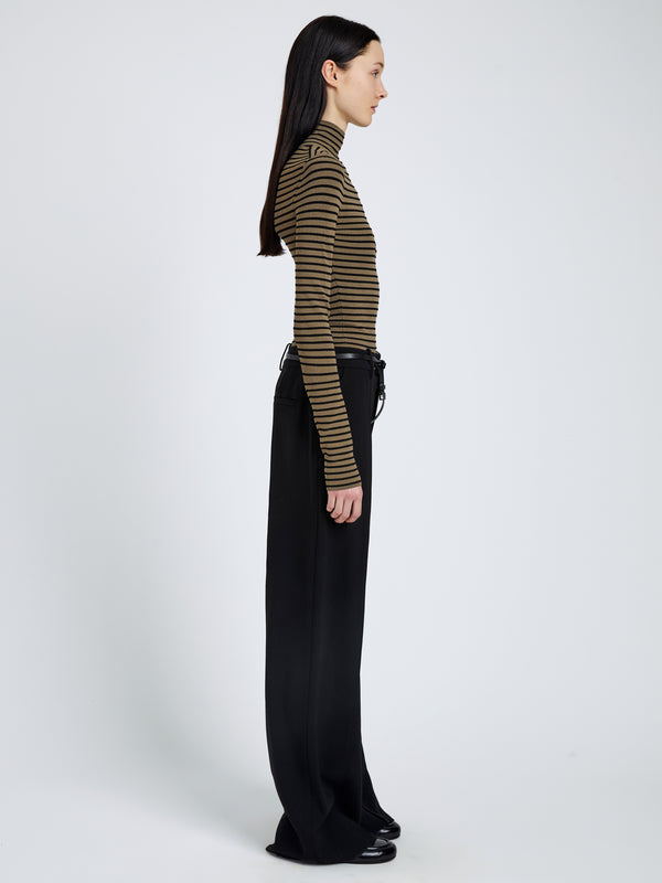 Proenza Schouler Proenza Schouler Didi Top In Matte Viscose Velvet Stripe - Khaki/Black