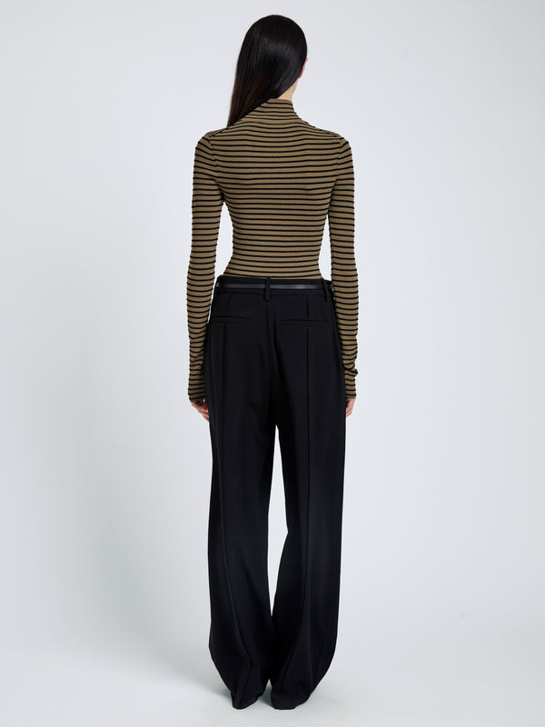 Proenza Schouler Proenza Schouler Didi Top In Matte Viscose Velvet Stripe - Khaki/Black