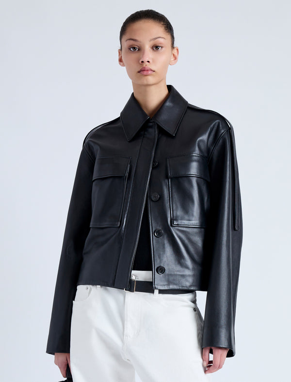 proenza schouler Proenza Schouler Dylan Jacket in Glossy Leather - Black